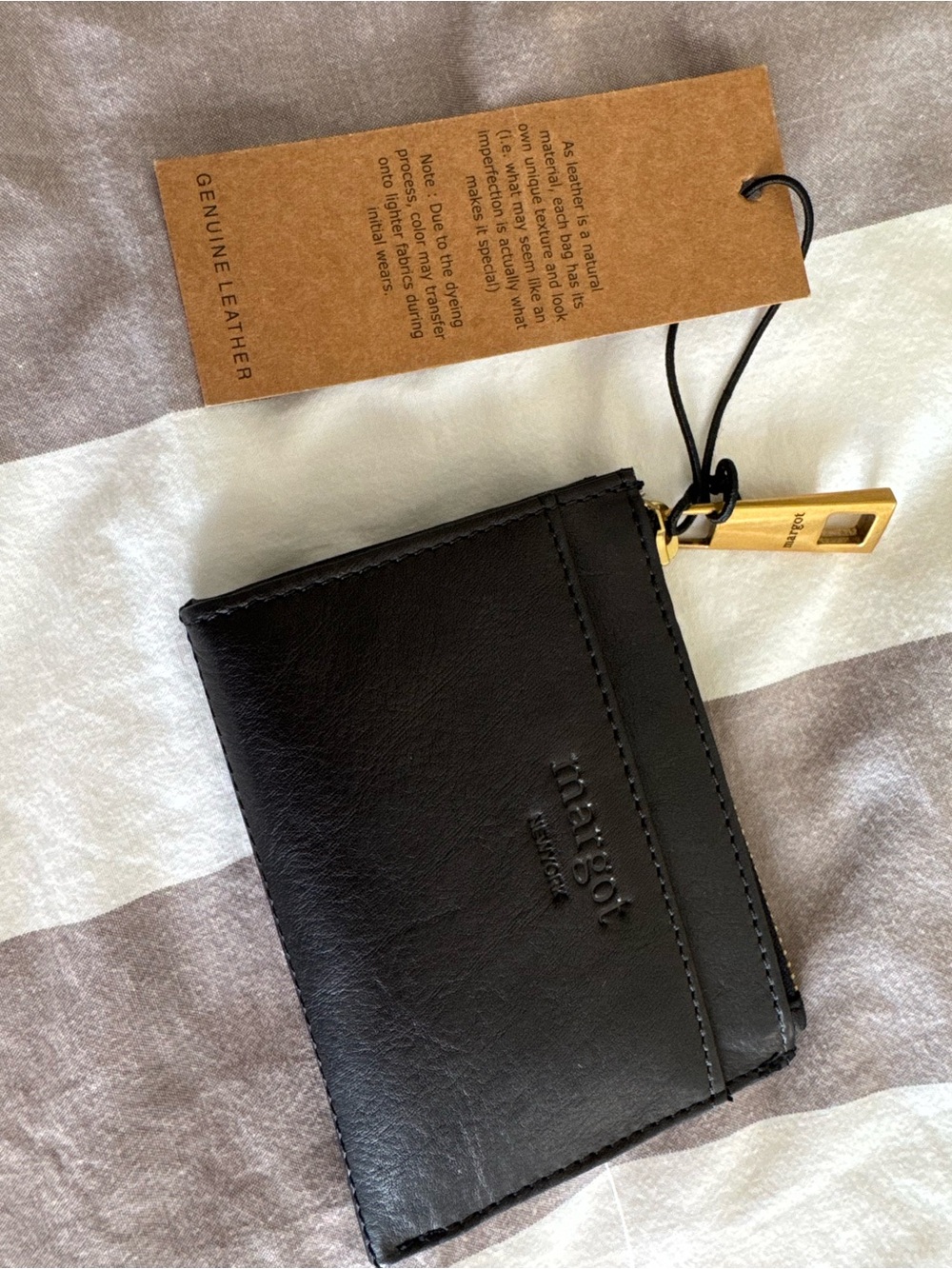 Black Genuine Leather Wallet with Zip Pocket